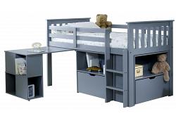 Grey painted pine wood 3ft single sleep station with desk and storage 2